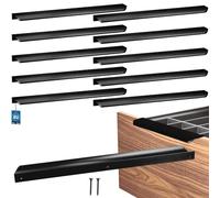 KOTARBAU Lot de 10 poignées de meuble - Poignées d'armoire - 340 mm - Noir mat - ZnAl - Poignées à vis arrière - Poignée de bord - Poignées de tiroir - Cuisine - Moderne