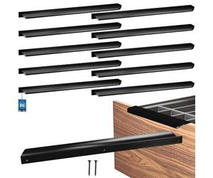 KOTARBAU Lot de 10 poignées de meuble - Poignées d'armoire - 340 mm - Noir mat - ZnAl - Poignées à vis arrière - Poignée de bord - Poignées de tiroir - Cuisine - Moderne