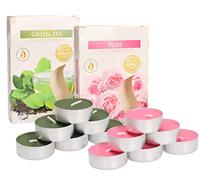 KOTARBAU® Lot de 12 bougies chauffe-plat parfumées - Rose et thé vert - Durée de combustion : 4 heures