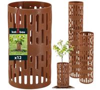 KOTARBAU® Lot de 12 Protection Tronc d'arbre - ⌀ 10,5 cm - Plastique - 20 cm - Brun - Protection Arbre Fruitier - Empilable et Modulable