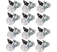 KOTARBAU® Lot de 12 roulettes de meuble Ø 50 Roulettes pivotantes avec freins Roulement à billes en caoutchouc transparent Roulettes de sofa Roulettes coulissantes Roulettes de transport Univ