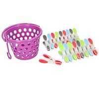 KOTARBAU® Lot de 18 pinces à linge avec inserts en caoutchouc et panier à pinces à linge