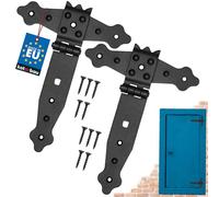 KOTARBAU® Lot de 2 Charnières - 150 mm - Revêtement en Poudre - Charnière Portail Bois en T Charnière Noir Charniere Porte Charniere Portail Exterieur Gond Portail Exterieur