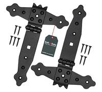 KOTARBAU® Lot de 2 Charnières - 150 mm - Revêtement en Poudre - Charnière Portail Bois en T Charnière Noir Charniere Porte Charniere Portail Exterieur Gond Portail Exterieur