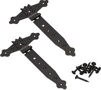 KOTARBAU® Lot de 2 Charnières - 200 mm - Revêtement en Poudre - Charnière Portail Bois en T Charnière Noir Charniere Porte Charniere Portail Exterieur Gond Portail Exterieur