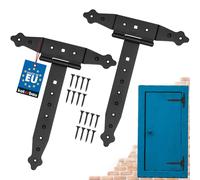 KOTARBAU® Lot de 2 Charnières - 250 mm - Revêtement en Poudre - Charnière Portail Bois en T Charnière Noir Charniere Porte Charniere Portail Exterieur Gond Portail Exterieur