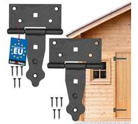 Kotarbau® Lot de 2 charnières à penture droite de 100 mm - Pour volet, porte, portail, ferrure de jardin - Avec revêtement thermolaqué