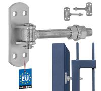 KOTARBAU Lot de 2 charnières de portail galvanisées Filetage M 16 mm Trou oblong réglable avec tôle à visser avec pince à ressort Charnières de portail