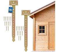 KOTARBAU Lot de 2 charnières en croix 400 mm - Charnière de porte - Charnière de portail - Ferrure de construction - Galvanisée - Doré