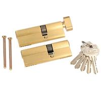 KOTARBAU® Lot de 2 cylindres profilés à fermeture identique - Masse avec bouton de verrouillage, or, 50x35mm