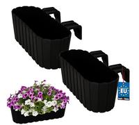 KOTARBAU® Lot de 2 Jardinière Extérieur - Pot de Fleur - PVC - 40 x 15 x 15 cm - Anthracite - Jardinière Balcon - Rectangulaire - Légère - avec Support pour Balconnière - Décorative