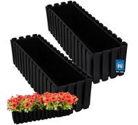 KOTARBAU® Lot de 2 Jardinières Extérieure - Plastique - 58x18x16 cm - Anthracite - Pot de Fleur - Rectangulaire - Bac à Fleurs - Jardinière Balcon - Pot de Fleur Extérieur - Facile à Nettoyer