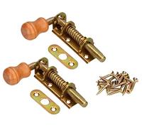 KOTARBAU® Lot de 2 loquets à ressort 100 mm - Verrou de porte galvanisé inoxydable - Poignée en bois résistant aux intempéries - Avec ressort