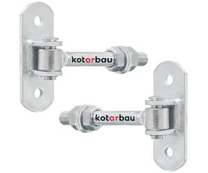 KOTARBAU® Lot de 2 Pièces Charniere Portail - Acier - 130 mm M16 - Argenté - Charnière Réglable pour Portillon Extérieur - Gond Portail Lourd - avec Plaque de Fixation - Gond Réglable Galvanisée