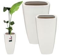 KOTARBAU® Lot de 2 Pot de Fleur Céramique 36,5x59 cm / 28,5x56 cm Blanc Cache Pot Intérieur Drainage
