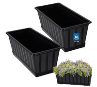 KOTARBAU® Lot de 2 Pot de Fleur Exterieur - Jardinières Exterieur - PVC - 40 x 18 x 14 cm - Anthracite - Jardinière Balcon - Rectangulaire - avec Soucoupe - Bac à Fleurs