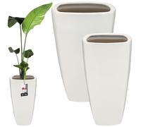 KOTARBAU® Lot De 2 Pots De 56 Cm Et 59 Cm Pots en Céramique Blanche avec Évacuation De l'eau | Cache-Fleurs en Céramique Émaillée | Cache Fleurs en Céramique | Pot De Fleurs avec Finition Brillante