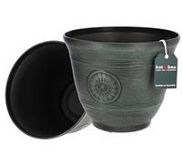 KOTARBAU® Lot de 2 pots de fleurs effet métal Vert opalescent 25 x 30 cm
