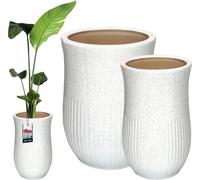 KOTARBAU® Lot de 2 pots de fleurs en céramique ⌀ 23 cm / ⌀ 31 cm Blanc Terrazzo Cache-pots Pots de fleurs en céramique Pot de fleurs en céramique Cache-pots pour plantes d'intérieur blanc