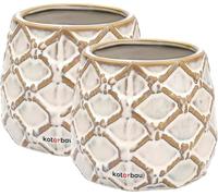 KOTARBAU® Lot de 2 pots de fleurs, en céramique, diamètre : 90 mm, clair, avec motif ananas