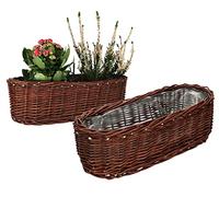 KOTARBAU® Lot de 2 pots de fleurs ovales en osier tressé pour fleurs, plantes, panier naturel, 40 cm, panier tressé