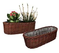 KOTARBAU® Lot de 2 pots de fleurs ovales en osier tressé pour fleurs, plantes, panier naturel, 50 cm, panier tressé