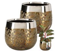 KOTARBAU® Lot de 2 pots de fleurs ronds en céramique - Effet miroir - Diamètre : 12,5 cm - Hauteur : 13 cm - Grand pot de fleurs glamour - Pour l'intérieur