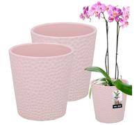 KOTARBAU Lot de 2 Pots de Fleurs Roses en céramique émaillée - Diamètre : 12 cm - Hauteur : 15 cm - Orchidée - Pot Moderne