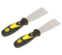 KOTARBAU Lot de 2 spatules de peintre en inox 40 mm Spatule de plâtrier Spatule universelle Grattoirs pour enlever Couteau à palette avec manche en caoutchouc