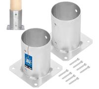 KOTARBAU® Lot de 2 Support Poteau Bois - à Visser - Acier Galvanisé - Ø 100 mm - Argent - Pied de Poteau - Fixation Robuste - Résistant à la Corrosion