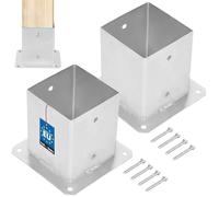 KOTARBAU® Lot de 2 Support Poteau Bois - à Visser - Acier Galvanisé - 120 x 120 mm - Argent - Pied de Poteau - Fixation Robuste - Résistant à la Corrosion