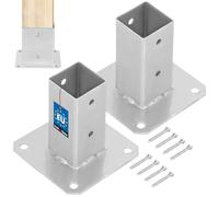 KOTARBAU® Lot de 2 Support Poteau Bois - à Visser - Acier Galvanisé - 50 x 50 mm - Argent - Pied de Poteau - Fixation Robuste - Résistant à la Corrosion