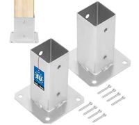 KOTARBAU® Lot de 2 Support Poteau Bois - à Visser - Acier Galvanisé - 60 x 60 mm - Argent - Pied de Poteau - Fixation Robuste - Résistant à la Corrosion