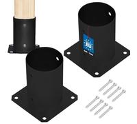 KOTARBAU® Lot de 2 Support Poteau Bois - Acier Revêtu par Poudre - ⌀ 100 mm - Noir - Pied de Poteau - Fixation Robuste - Résistant à la Corrosion