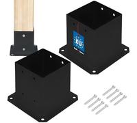 KOTARBAU® Lot de 2 Support Poteau Bois - Acier Revêtu par Poudre - 140 x 140 mm - Noir - Pied de Poteau - Fixation Robuste - Résistant à la Corrosion