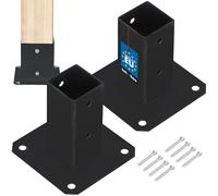 KOTARBAU® Lot de 2 Support Poteau Bois - Acier Revêtu par Poudre - 50 x 50 mm - Noir - Pied de Poteau - Fixation Robuste - Résistant à la Corrosion