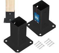 KOTARBAU® Lot de 2 Support Poteau Bois - Acier Revêtu par Poudre - 70 x 70 mm - Noir - Pied de Poteau - Fixation Robuste - Résistant à la Corrosion