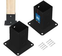 KOTARBAU® Lot de 2 Support Poteau Bois - Acier Revêtu par Poudre - 80 x 80 mm - Noir - Pied de Poteau - Fixation Robuste - Résistant à la Corrosion