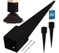 KOTARBAU® Lot de 2 supports de poteau à enfoncer 101 x 101 x 750 mm en acier galvanisé revêtu par pulvérisation Douille à enfoncer Piquet à enfoncer Clôture de jardin Piquet de mise à la terre Ancrage
