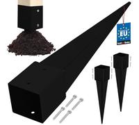 KOTARBAU® Lot de 2 supports de poteau à enfoncer 121 x 121 x 750 mm en acier galvanisé revêtu par pulvérisation Douille à enfoncer Piquet à enfoncer Clôture de jardin Piquet de mise à la terre Ancrage