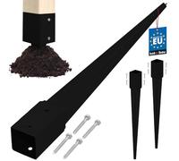 KOTARBAU® Lot de 2 supports de poteau à enfoncer - 51 x 51 x 600 mm - En acier galvanisé revêtu par pulvérisation - Ancrage au sol - Piquet de terre - Piquet de terre - Ancrage au sol - Poteaux en
