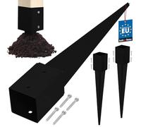 KOTARBAU® Lot de 2 supports de poteau à enfoncer - 91 x 91 x 750 mm - En acier galvanisé revêtu par pulvérisation - Piquet à enfoncer - Clôture de jardin - Piquet de terre - Ancrage au sol - Manchons