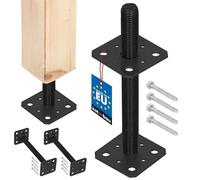 KOTARBAU® Lot de 2 supports de poteau en acier thermolaqué, 80x80x250 mm, anthracite. Douille à enfoncer ou à visser, réglable en hauteur. Parfait pour poteaux, solives et ancrage au sol.