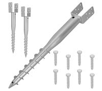 KOTARBAU® Lot de 2 supports de poteau en U à visser - 80 x 710 mm - En acier galvanisé - Douille à enfoncer - Douille de sol à enfoncer - Base de poteau - Boulons en U - Piquet de terre - Tige de mise