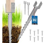 KOTARBAU® Lot de 2 supports de poteau en U à visser - 90 x 710 mm - En acier galvanisé - Douille à enfoncer - Douille de sol à enfoncer - Base de poteau - Boulons en U - Ancre de terre - Piquet de