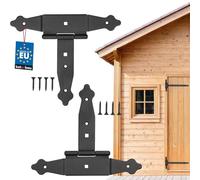 KOTARBAU® Lot de 2 supports en croix de 150 mm pour charnière, plaque de montage, ferrure de porte, raccord en bois, charnières en T, bande en T, Rustique, Acier, Revêtement en Poudre Noire