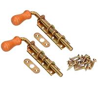 KOTARBAU® Lot de 2 verrous à ressort - Verrou de porte galvanisé inoxydable - Poignée en bois résistante aux intempéries - Avec ressort (150 mm)