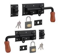 KOTARBAU® Lot de 2 verrous de portail 280 mm droite gauche avec cadenas, loquet de porte, verrou de serrure, verrou de porte