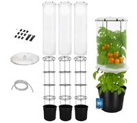KOTARBAU Lot de 3 pots à tomates - Tuteur avec film - Hauteur : 153 cm - Avec cloche à tomates - Diamètre : 40 cm - Pour tomates - Jardinière - Serre - Mini serre - Avec échelle pour balcon - Noir
