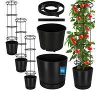 KOTARBAU® - Lot de 3 pots de culture pour tomates, diamètre 39 cm. Pots de fleurs avec support de croissance pour plantes grimpantes. Tour de tomates, hauteur 141 cm. Robuste et durable, en plastique